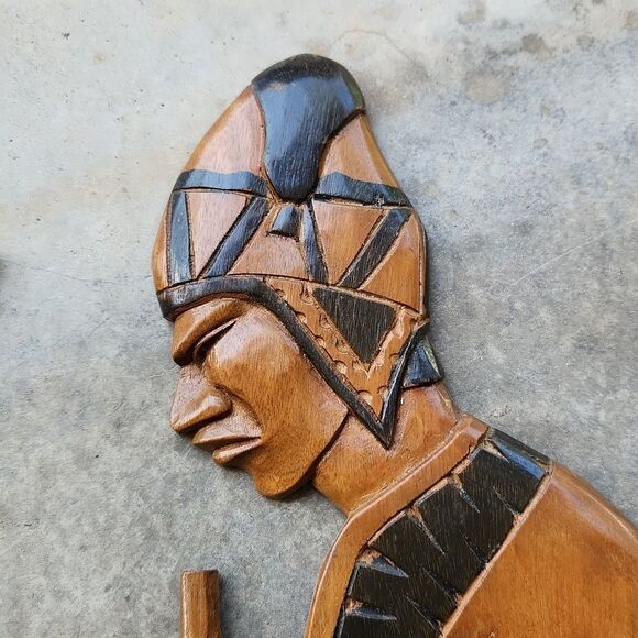 La Paz Bolivia Hand Carved Wooden Wall Hanging 1982 Set of 2 - Picture 6 of 14